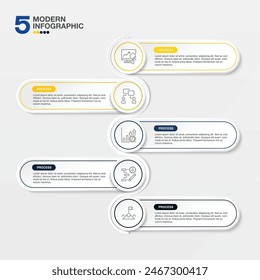 Infographic design element with 5 steps and business icons. Timeline infographic icons designed for abstract background template