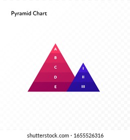 Infographic design element collection. Vector flat color illustration. Pyramid segment chart isolated on white to transparent background. Design for ui, scientific poster, marketing, presentation.