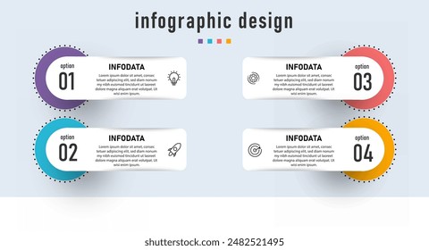Infographic design element with four options or steps. can be used for workflow diagram, info chart, web design. vector illustration.