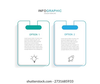Elemento de design infográfico, estratégia de crescimento. Ícones de linha fina editáveis processo de diagrama com ilustração vetorial de 2 etapas.