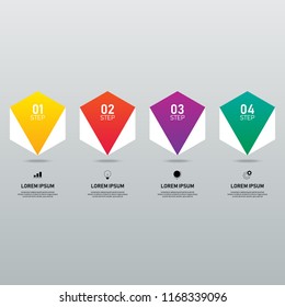 Infographic design element template for business presentation with 4 options. Can be used for workflow, diagram, chart, option, vector illustration