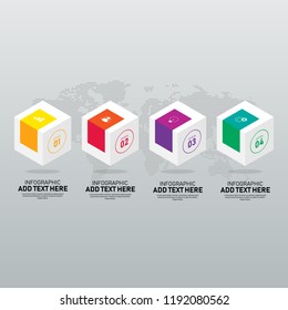 Infographic design element template for business and marketing strategy presentation with 4 options. Can be used for workflow, diagram, chart, option, vector illustration
