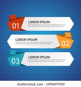 Infographic Design Elements with 3 different color, red, yellow, blue. Template for diagram, graph, presentation and chart. Business concept with 3 options, parts, steps, processes.Vector illustration