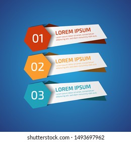 Infographic Design Elements with 3 different color, red, yellow, blue. Template for diagram, graph, presentation and chart. Business concept with 3 options, parts, steps, processes.Vector illustration