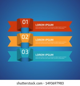 Infographic Design Elements with 3 different color, red, yellow, blue. Template for diagram, graph, presentation and chart. Business concept with 3 options, parts, steps, processes.Vector illustration