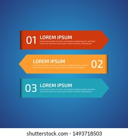 Infographic Design Elements with 3 different color, red, yellow, blue. Template for diagram, graph, presentation and chart. Business concept with 3 options, parts, steps, processes.Vector illustration