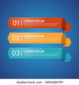 Infographic Design Elements with 3 different color, red, yellow, blue. Template for diagram, graph, presentation and chart. Business concept with 3 options, parts, steps, processes.Vector illustration