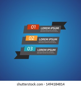 Infographic Design Elements with 3 different color, red, yellow, blue. Template for diagram, graph, presentation and chart. Business concept with 3 options, parts, steps, processes.Vector illustration