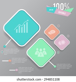 Infographic design elements with borders and icons. Vector