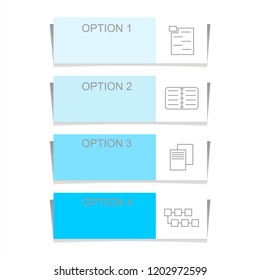 Infographic design elements for business data with four options, parts, steps, levels or processes. Vector graphic Illustration.
