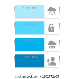 Infographic design elements for business data with four options, parts, steps, levels or processes. Vector graphic Illustration.