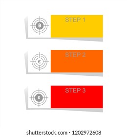 Infographic design elements for business data with three options, parts, steps, levels or processes. Vector graphic Illustration.