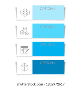 Infographic design elements for business data with four options, parts, steps, levels or processes. Vector graphic Illustration.
