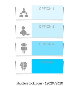 Infographic design elements for business data with four options, parts, steps, levels or processes. Vector graphic Illustration.