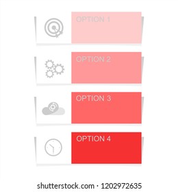 Infographic design elements for business data with four options, parts, steps, levels or processes. Vector graphic Illustration.