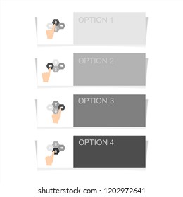 Infographic design elements for business data with four options, parts, steps, levels or processes. Vector graphic Illustration.