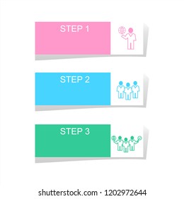 Infographic design elements for business data with three options, parts, steps, levels or processes. Vector graphic Illustration.