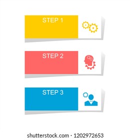 Infographic design elements for business data with three options, parts, steps, levels or processes. Vector graphic Illustration.