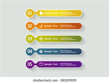 Infographic Design Elements. Business data visualization. Vector illustration infographics 5 options. Template for brochure, business, web design, Annual report.