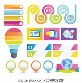 Infographic design elements. Color flat icon set. Web design elements.