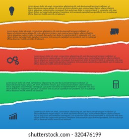 Infographic design elements - multi colored torn paper.