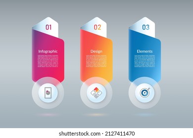 Infographic design elements. Template of 3 options, steps, parts. Banner with place for text and icons. Vector background.