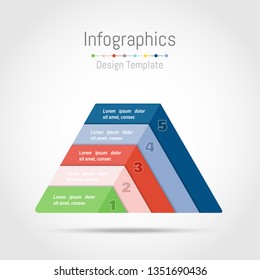 Infographic design elements with triangle shape for your business data with 5 options, parts, steps, timelines or processes. Vector Illustration.