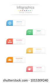Infographic design elements for your business data with 6 options, parts, steps, timelines or processes. Vector Illustration.