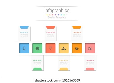 Infographic design elements for your business data with 6 options, parts, steps, timelines or processes. Vector Illustration.