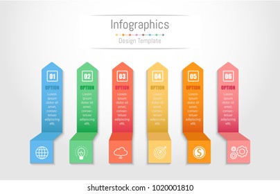 Infographic design elements for your business data with 6 options, parts, steps, timelines or processes. Vector Illustration.