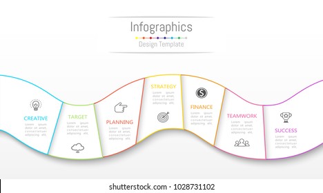 Infographic design elements for your business data with 7 options, parts, steps, timelines or processes. Vector Illustration.