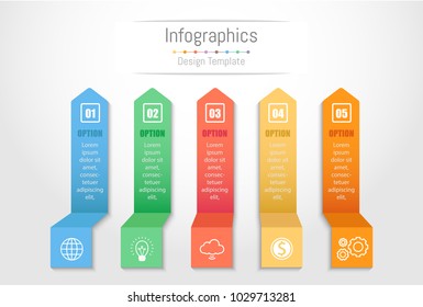 Infographic design elements for your business data with 5 options, parts, steps, timelines or processes. Vector Illustration.