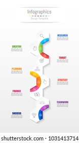 Infographic design elements for your business data with 8 options, parts, steps, timelines or processes. Vector Illustration.