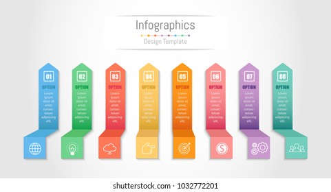 Infographic design elements for your business data with 8 options, parts, steps, timelines or processes. Vector Illustration.