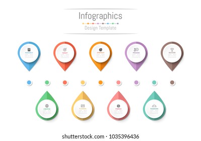 Infographic design elements for your business data with 9 options, parts, steps, timelines or processes. Vector Illustration.