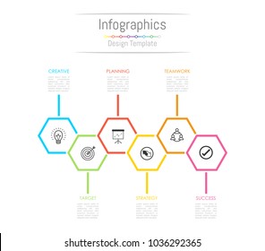 Infographic design elements for your business data with 6 options, parts, steps, timelines or processes. Vector Illustration.