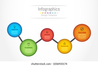 Infographic design elements for your business data with 5 options, parts, steps, timelines or processes. Vector Illustration.