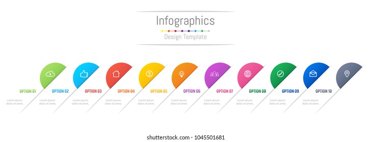 Infographic design elements for your business data with 10 options, parts, steps, timelines or processes. Vector Illustration.