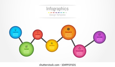 Infographic design elements for your business data with 7 options, parts, steps, timelines or processes. Vector Illustration.