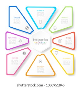 Infographic design elements for your business data with 8 options, parts, steps, timelines or processes. Vector Illustration.