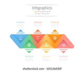 Infographic design elements for your business data with 6 options, parts, steps, timelines or processes. Vector Illustration.