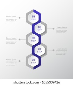 Infographic design elements for your business data with 5 options, parts, steps or processes. Vector timeline vertical illustration.
