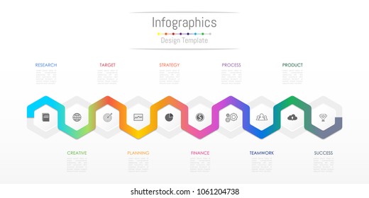 Infographic design elements for your business data with 10 options, parts, steps, timelines or processes. Vector Illustration.