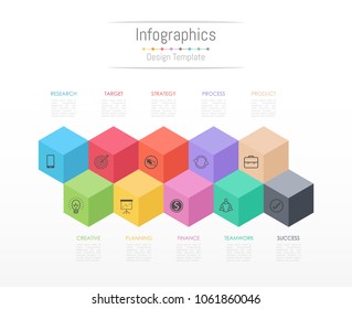 Infographic design elements for your business data with 10 options, parts, steps, timelines or processes. Vector Illustration.