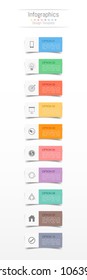 Infographic design elements for your business data with 10 options, parts, steps, timelines or processes. Vector Illustration.