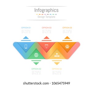 Infographic design elements for your business data with 5 options, parts, steps, timelines or processes. Vector Illustration.