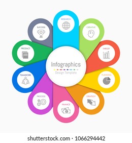 Infographic design elements for your business data with 10 options, parts, steps, timelines or processes. Vector Illustration.