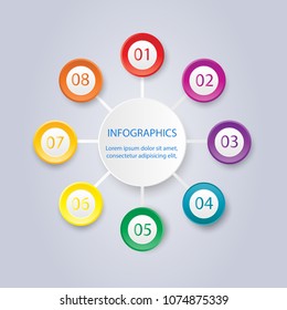 Infographic design elements for your business data with 8 options, parts, steps, timelines or processes. Vector Illustration.