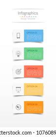 Infographic design elements for your business data with 5 options, parts, steps, timelines or processes. Vector Illustration.
