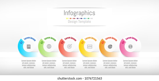 Infographic design elements for your business data with 6 options, parts, steps, timelines or processes. Vector Illustration.